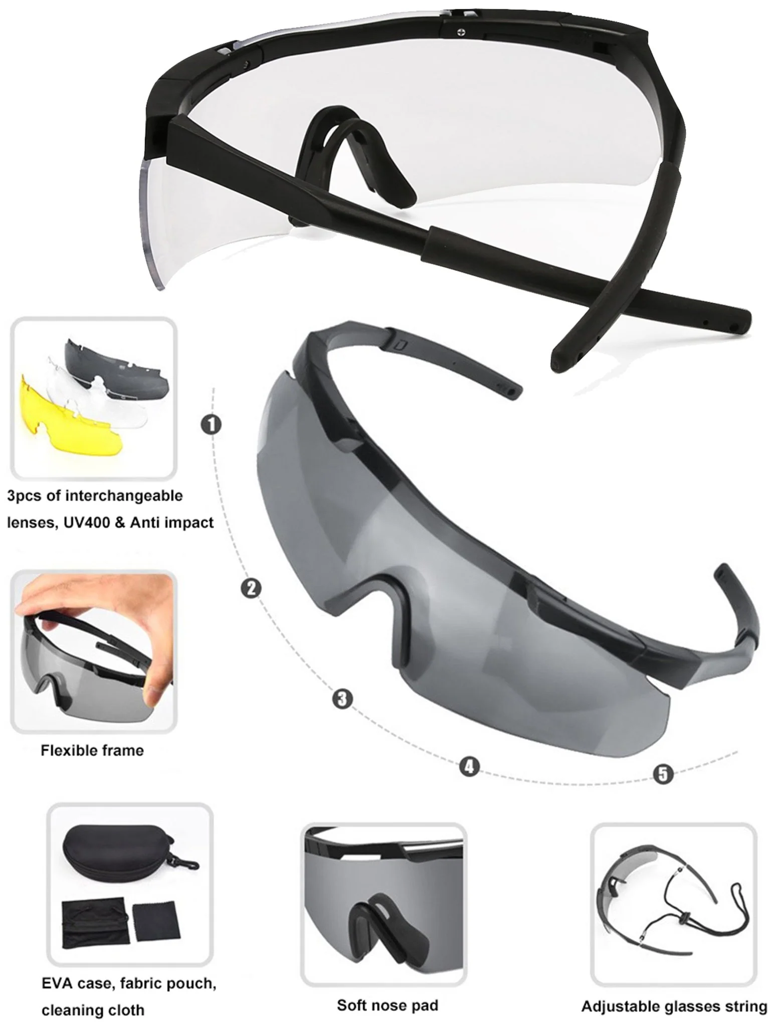 4 Elements Shooting Glasses / Eye protection Clay Pigeon / eyewear skeet glasses - Image 5