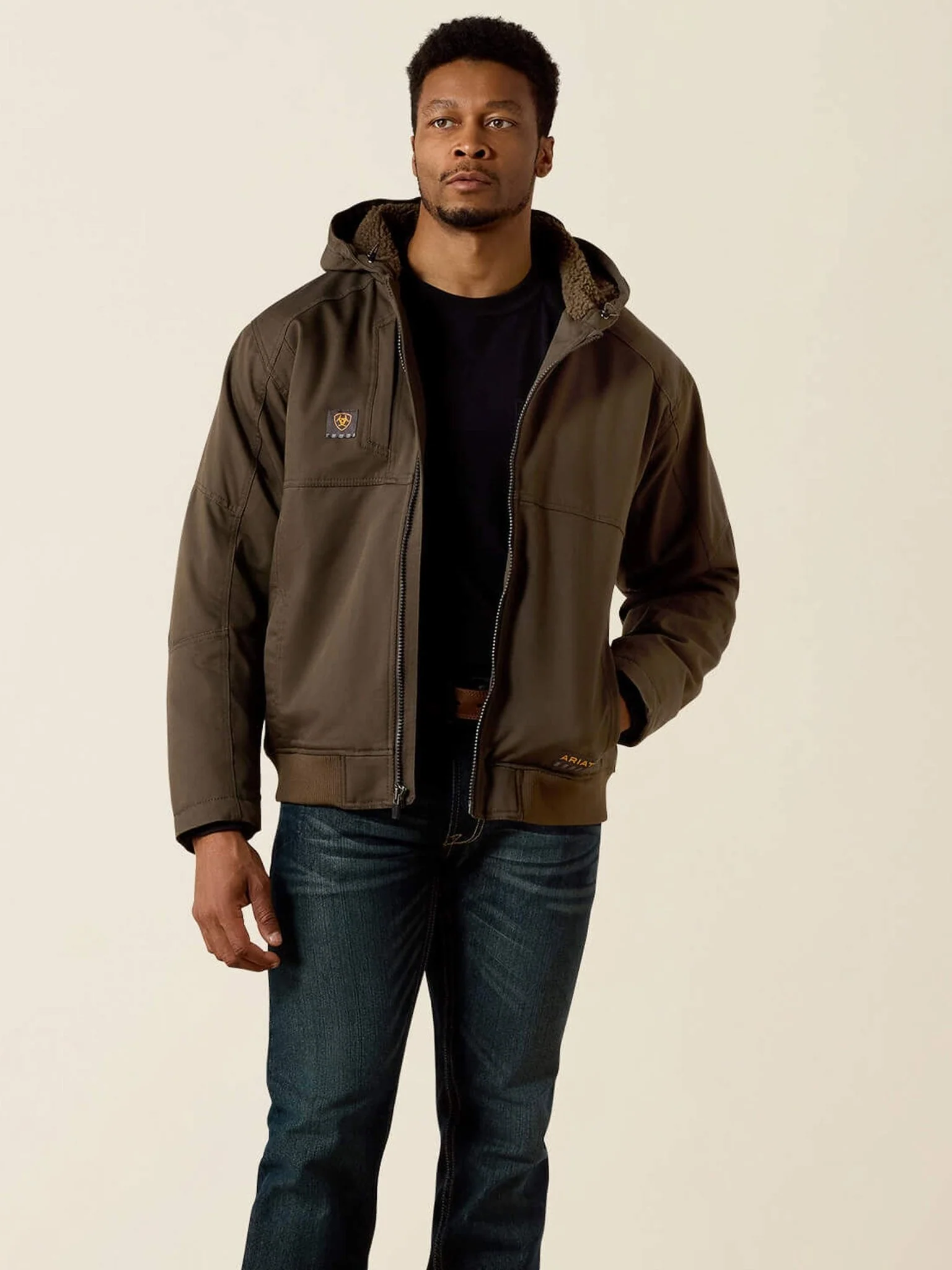 Ariat - Mens Rebar DuraCanvas Jacket / Wind and water resistant sherpa lined coat - Image 5