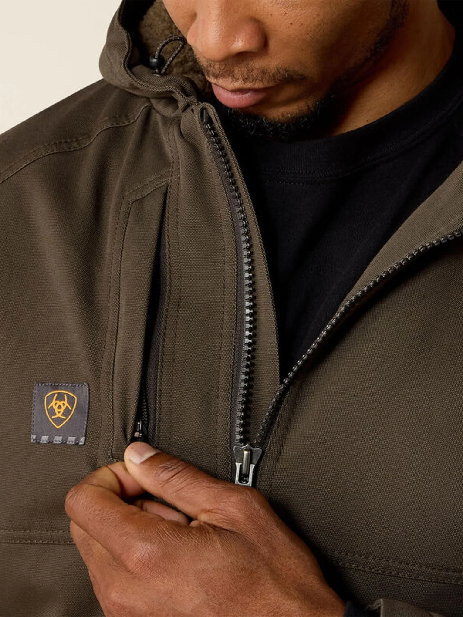 Ariat - Mens Rebar DuraCanvas Jacket / Wind and water resistant sherpa lined coat - Image 6