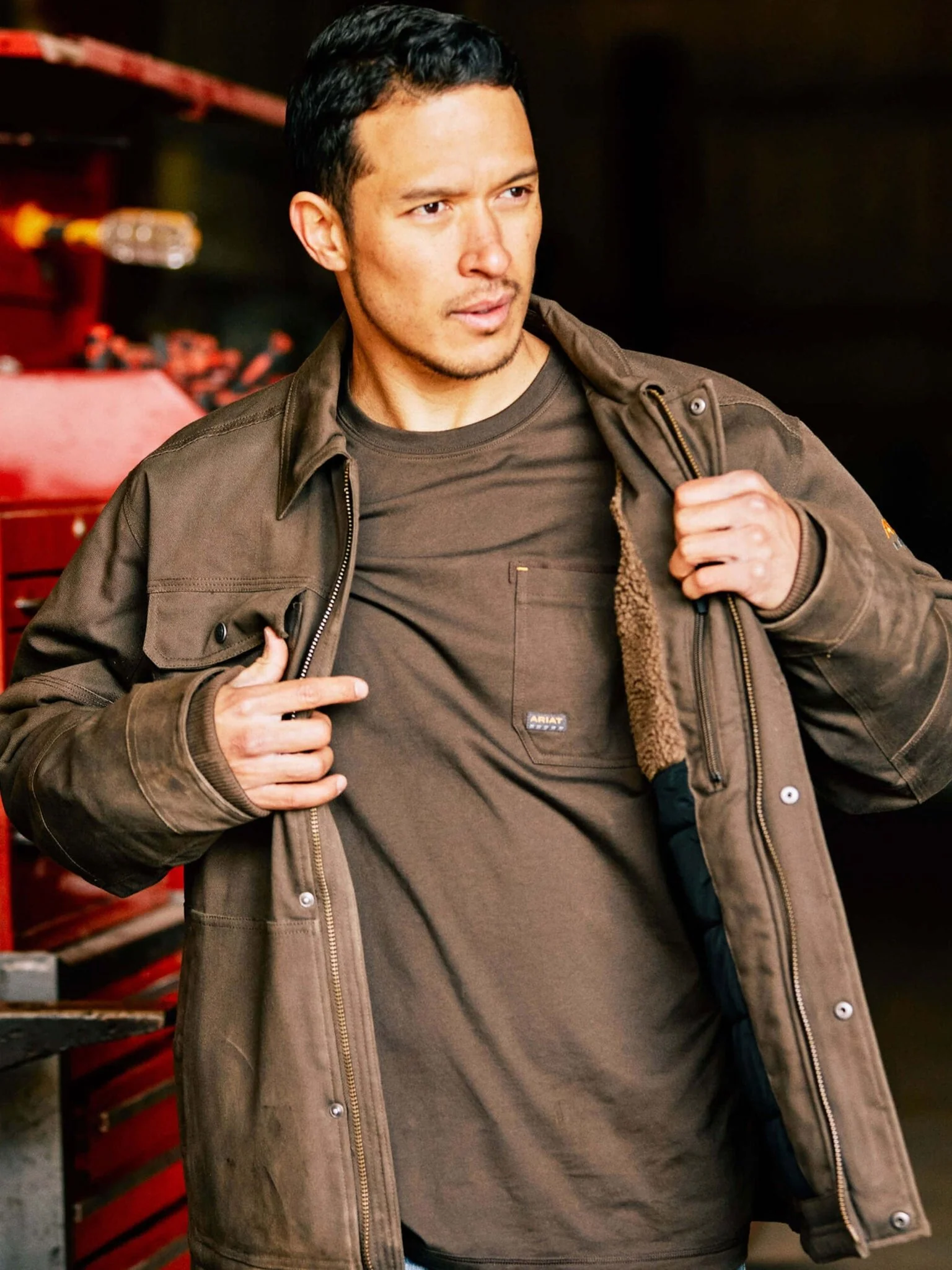 Ariat - Mens Rebar DuraCanvas Sherpa-Lined Coat / water repellent mens jacket - Image 5