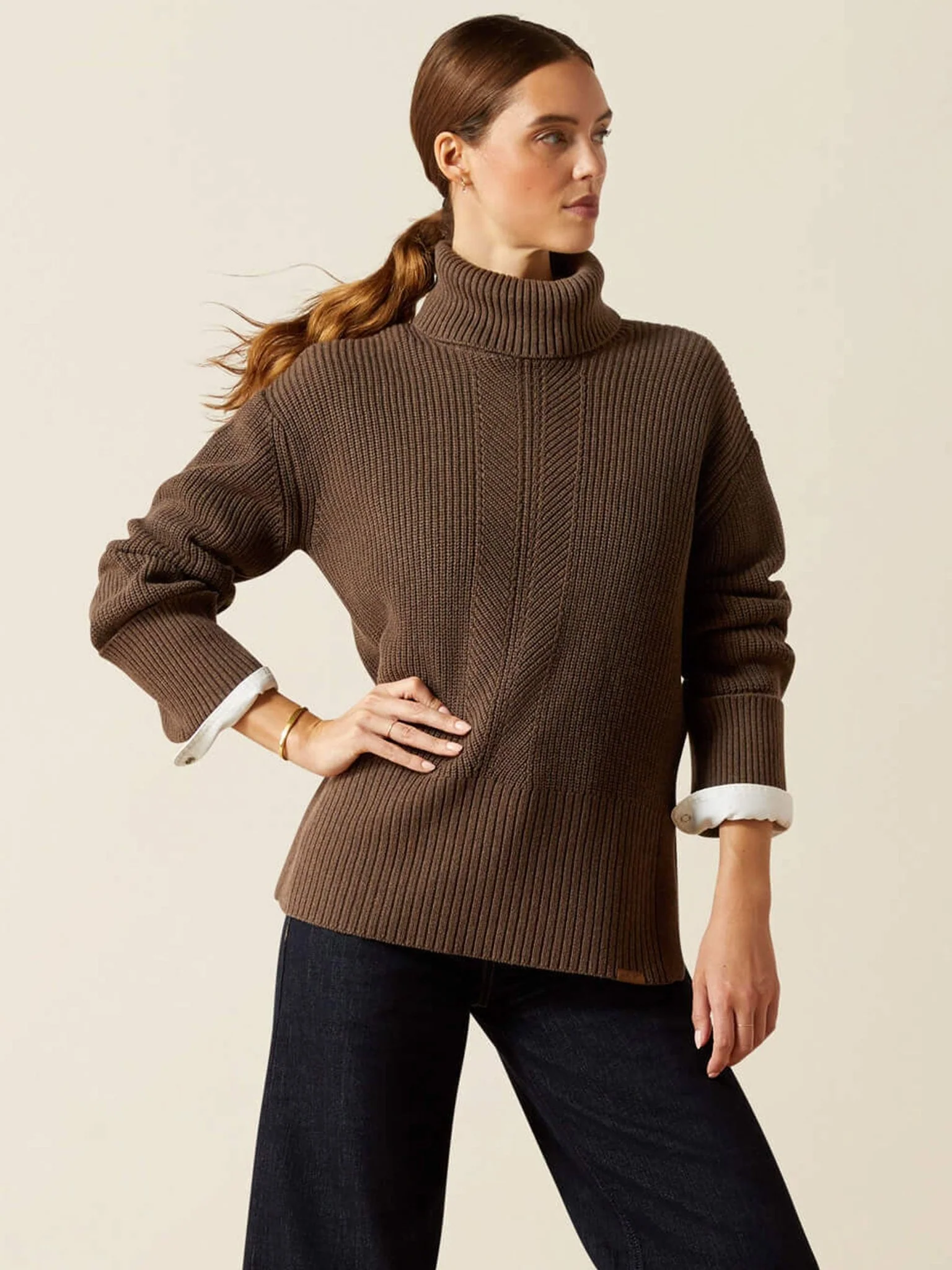 Ariat - Womens Lendal Wool / Cotton Sweater - Turtle Neck Ladies pullover / Jumper - Image 5