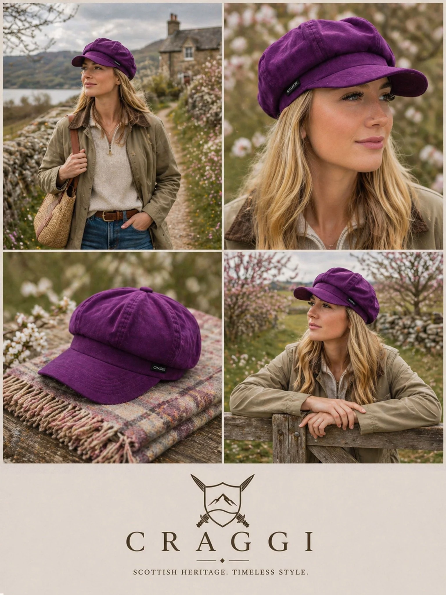 Craggi Ladies Baker boy Hat Purple Velvet Shelby Newsboy Womens Cap - Image 5