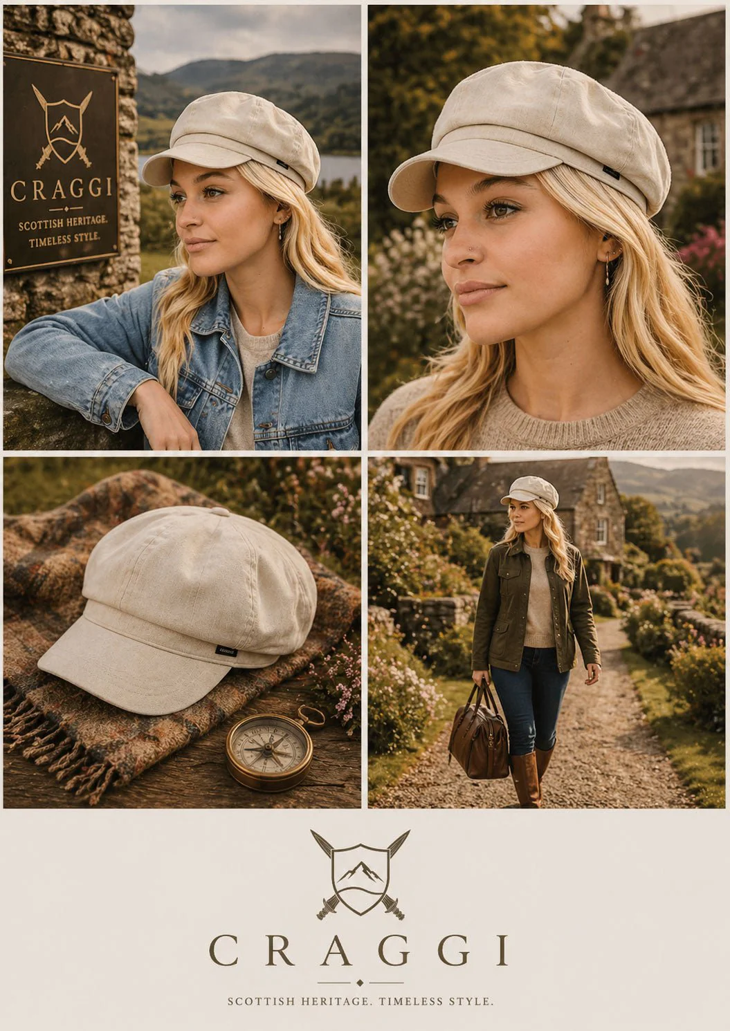 Craggi Ladies Stone Denim Baker Boy Hat. Womens Newsboy Cap - Image 6