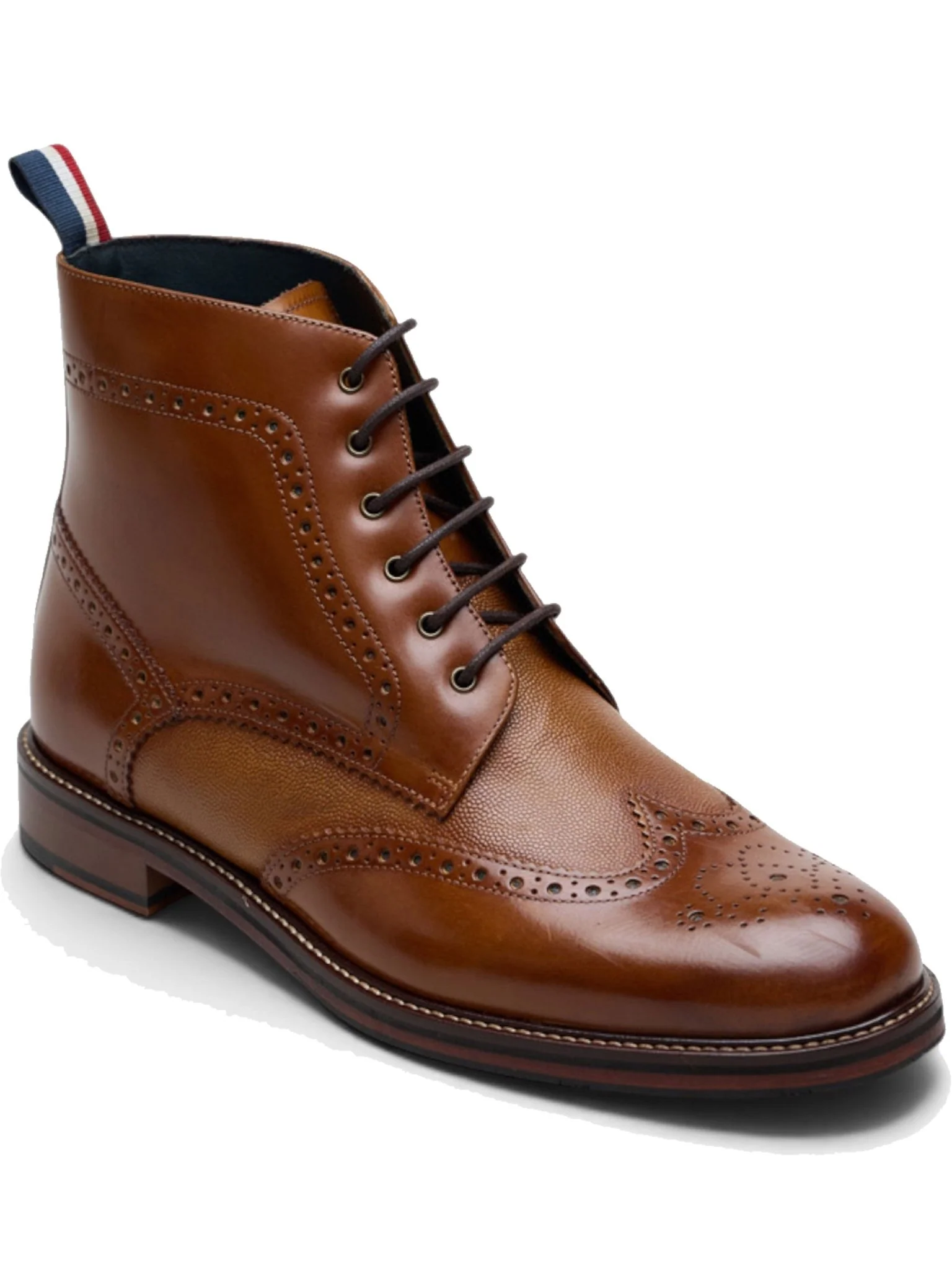 Ben Sherman Alfred Mens Lace Up Brogue Boots - Crafted Burnished Leather - Image 3