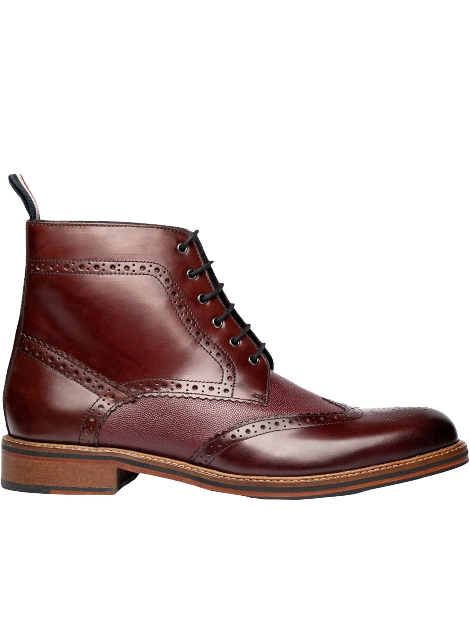 Ben Sherman Alfred Mens Lace Up Brogue Boots - Crafted Burnished Leather - Image 4