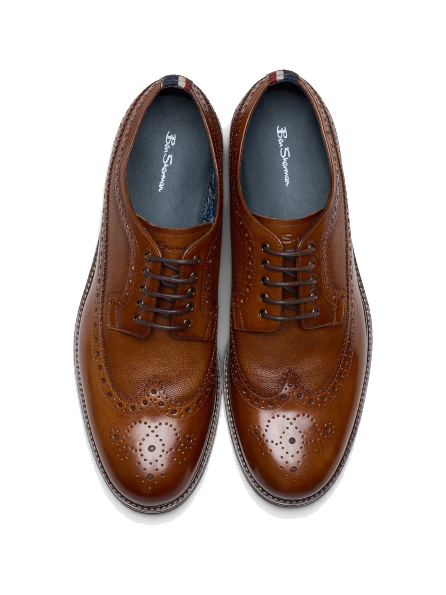 Ben Sherman Archie Mens Lace Up Brogue Shoes - Crafted Burnished Leather - Image 5