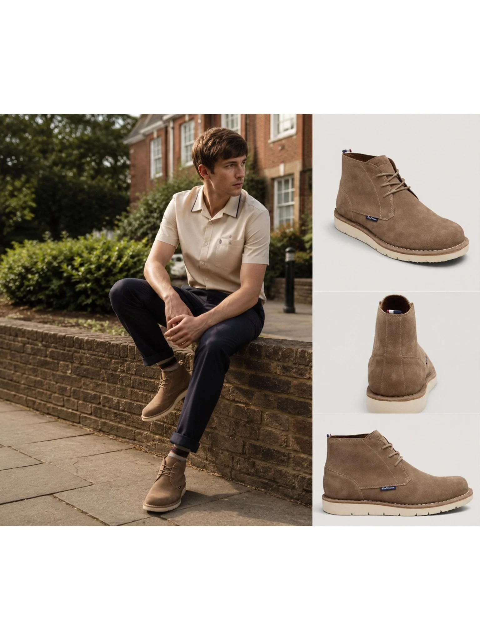 Ben Sherman Beak Men’s Suede Casual Chukka Boots – Stone Lace-Up, EVA Sole - Image 4