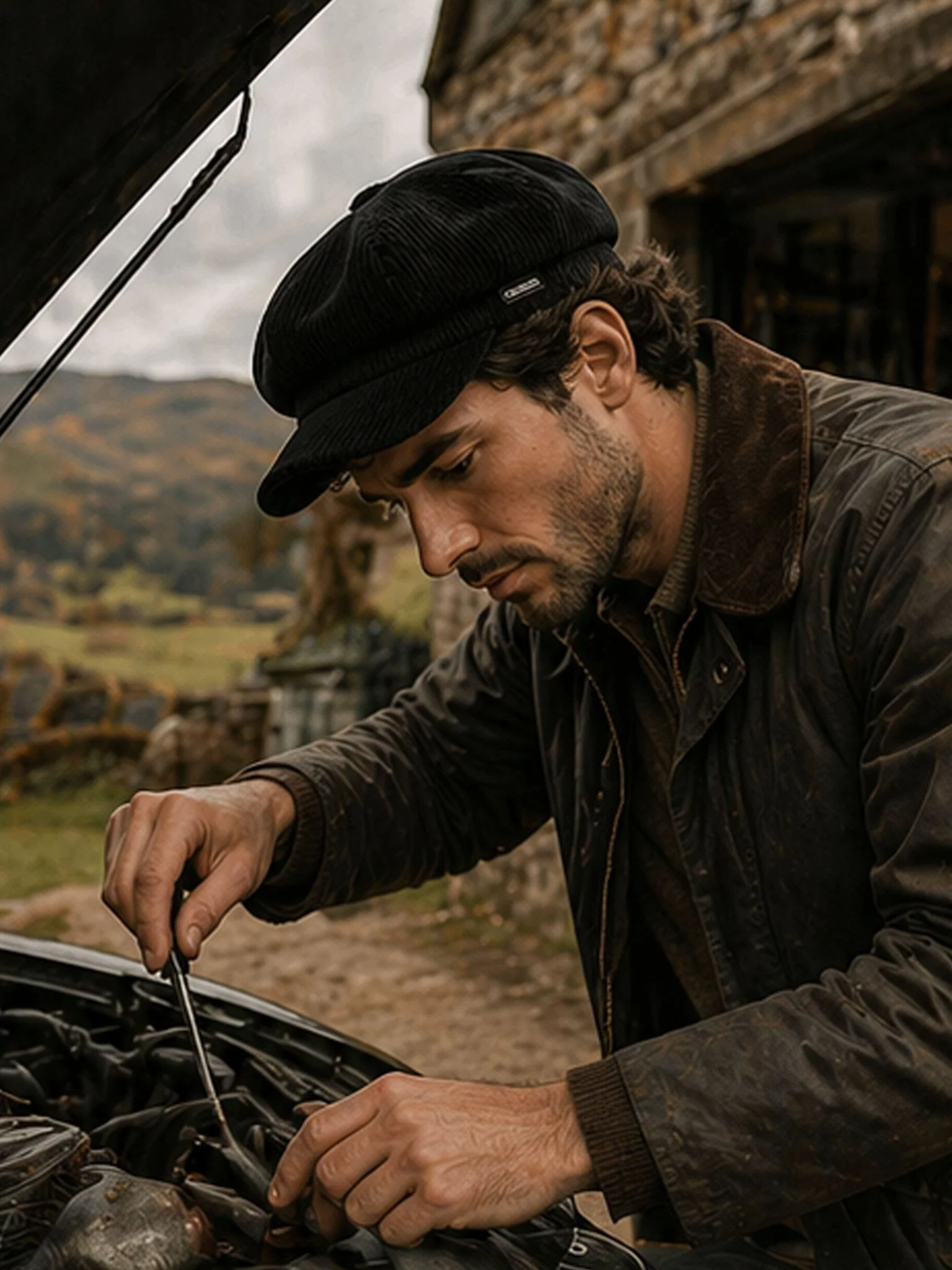 Craggi Mens Peaky Blinders style Baker boy Black Cord Hat. Mans Shelby Cap - Image 3