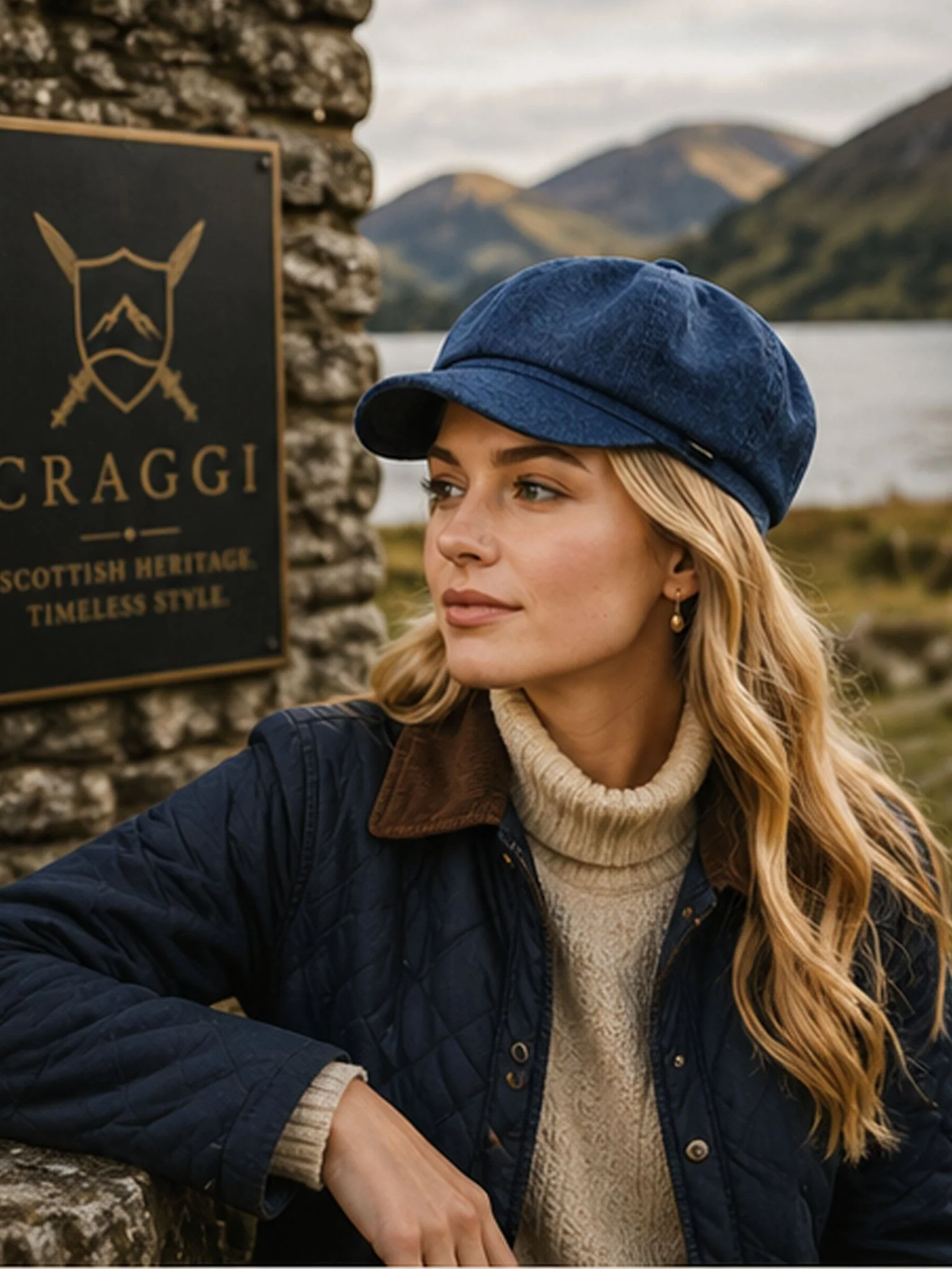 Craggi Ladies Denim Baker Boy Cap Blue Denim Newsboy Hat - Image 3