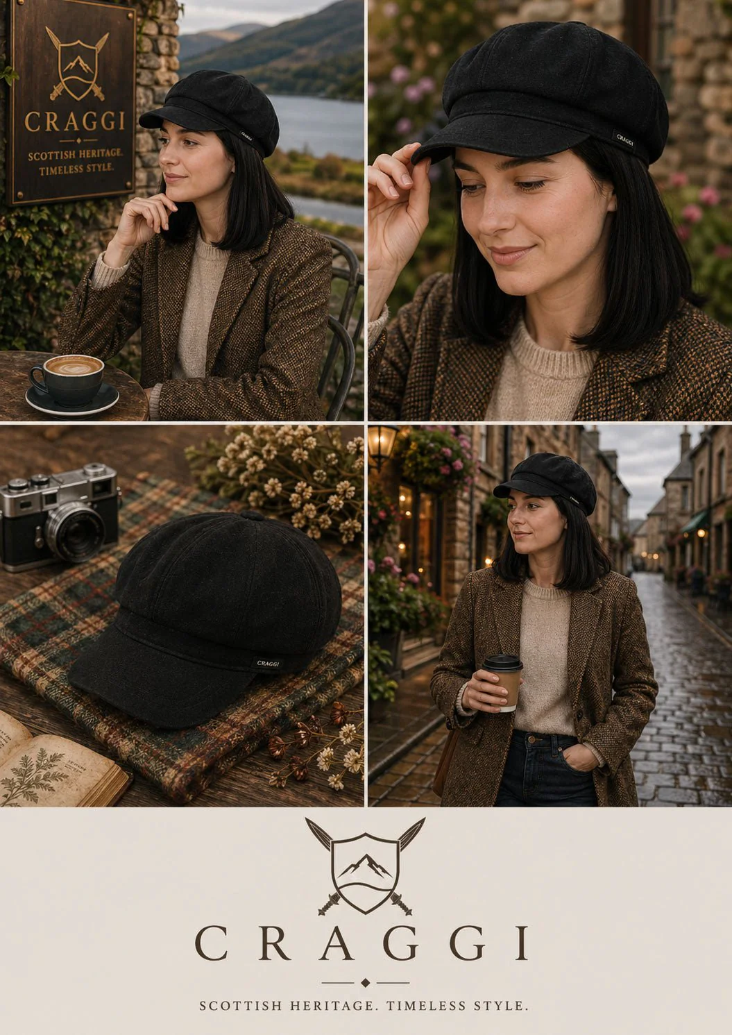 Craggi Denim ladies Baker Boy Hat womens Newsboy Cap Charcoal Black - Image 5
