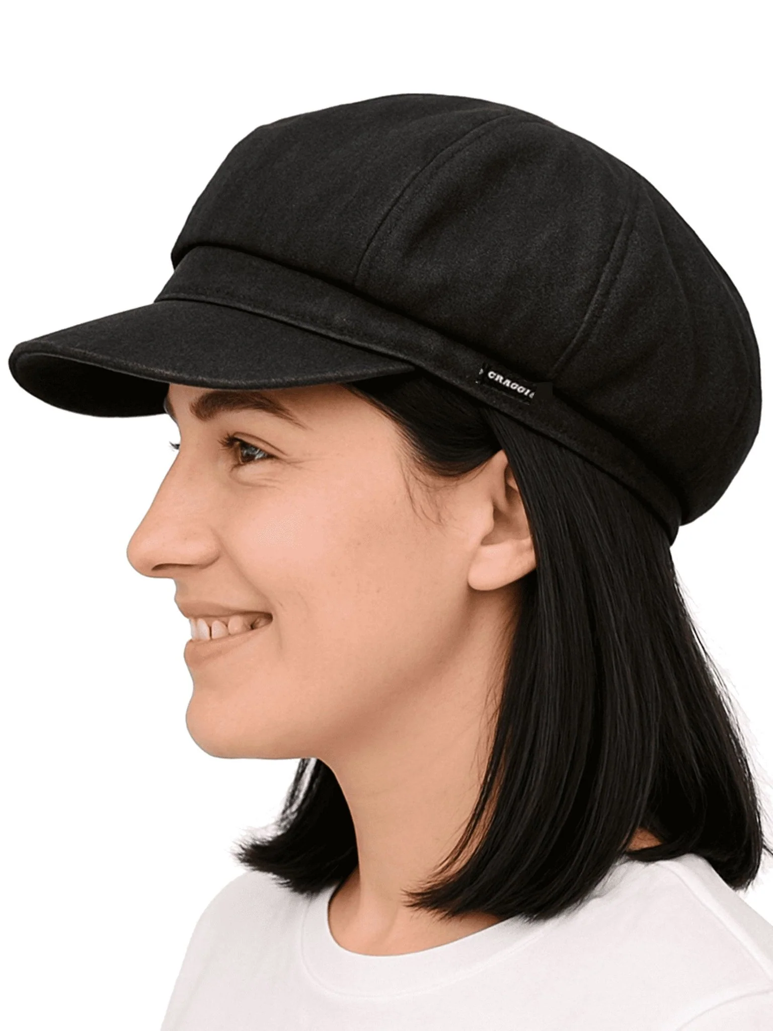 Craggi Denim ladies Baker Boy Hat womens Newsboy Cap Charcoal Black - Image 7