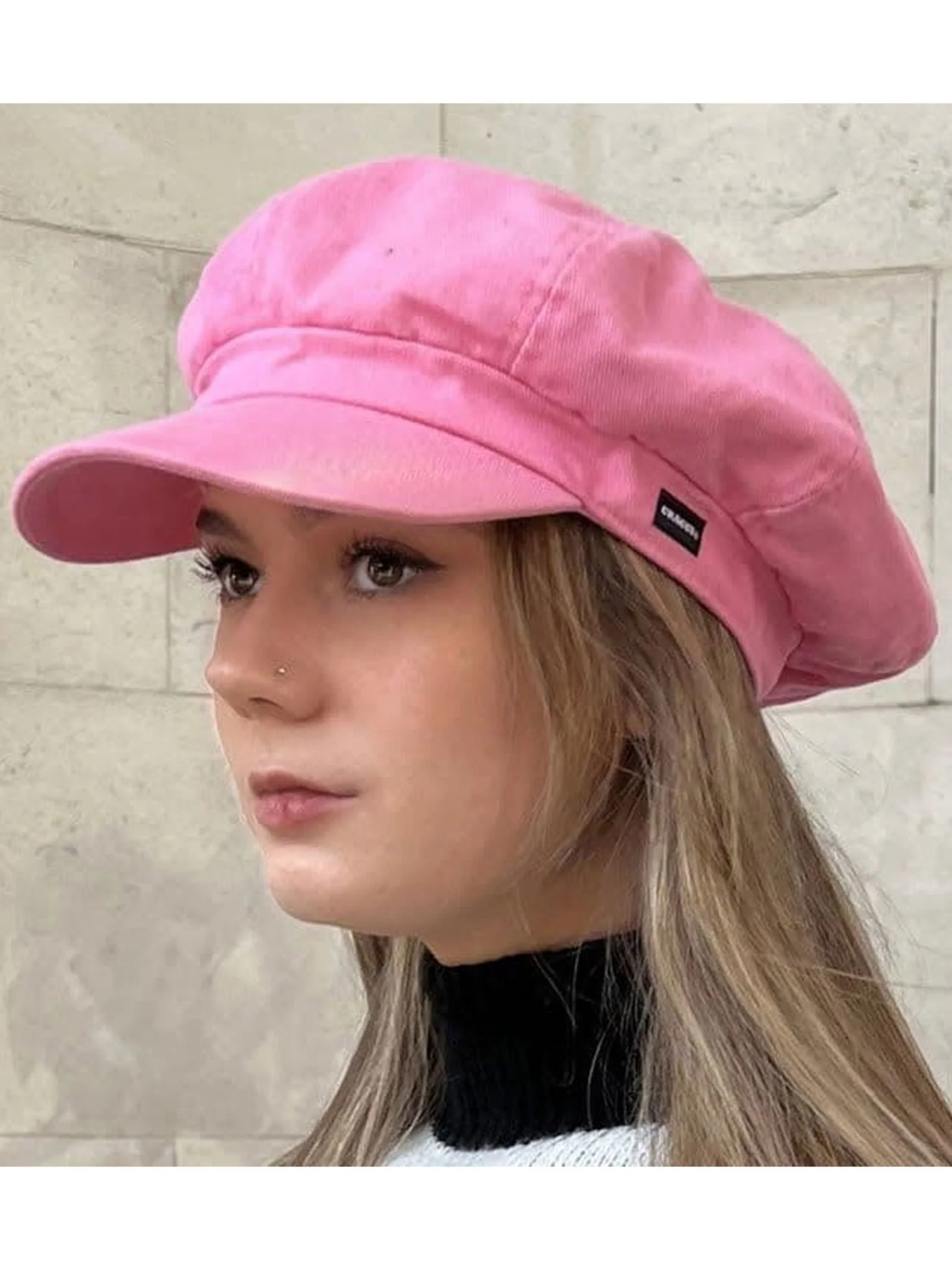 CRAGGI Hot Pink Denim Baker Boy Hat Ladies Newsboy Cap - Image 3