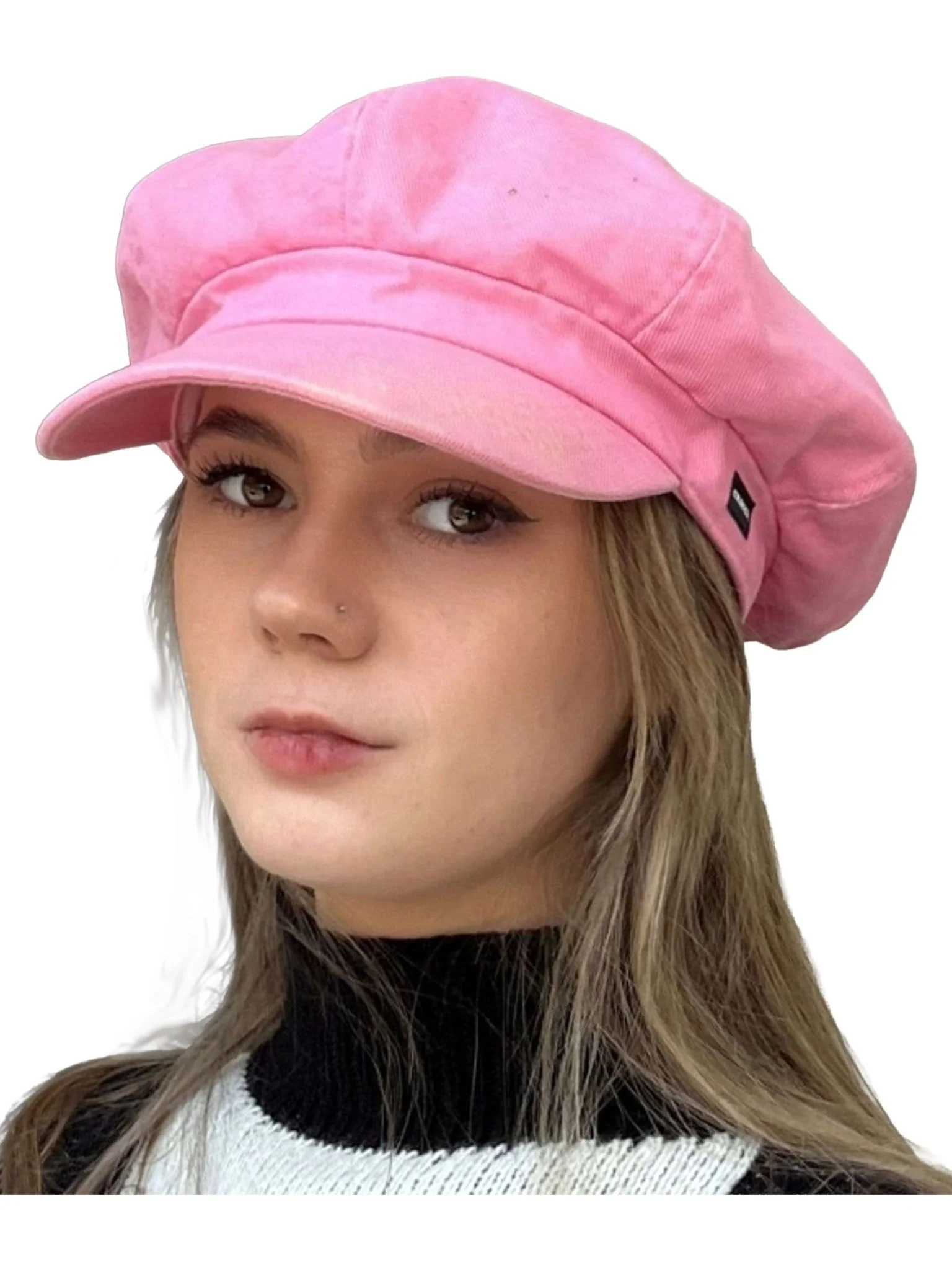 CRAGGI Hot Pink Denim Baker Boy Hat Ladies Newsboy Cap - Image 4