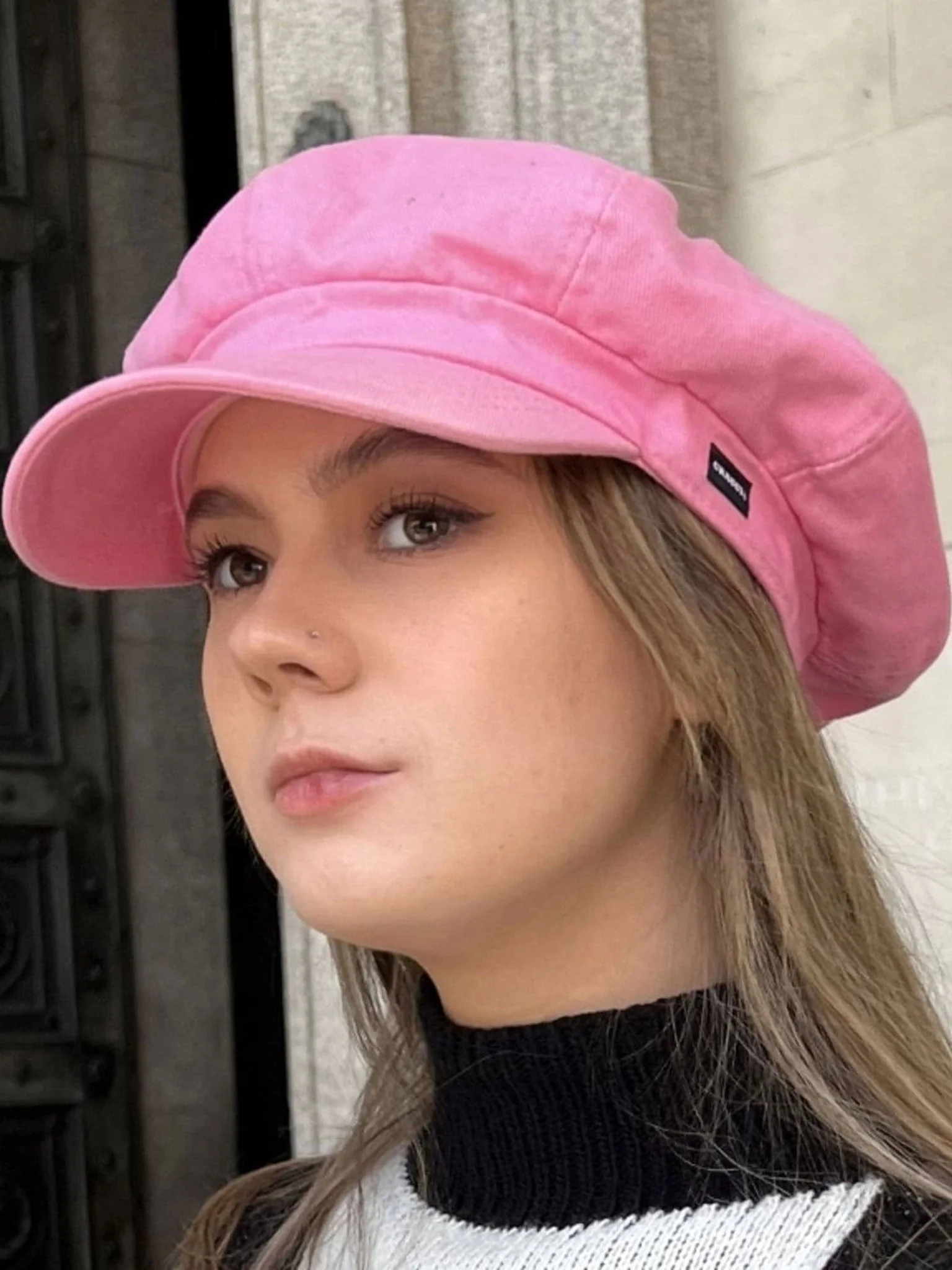 CRAGGI Hot Pink Denim Baker Boy Hat Ladies Newsboy Cap - Image 5