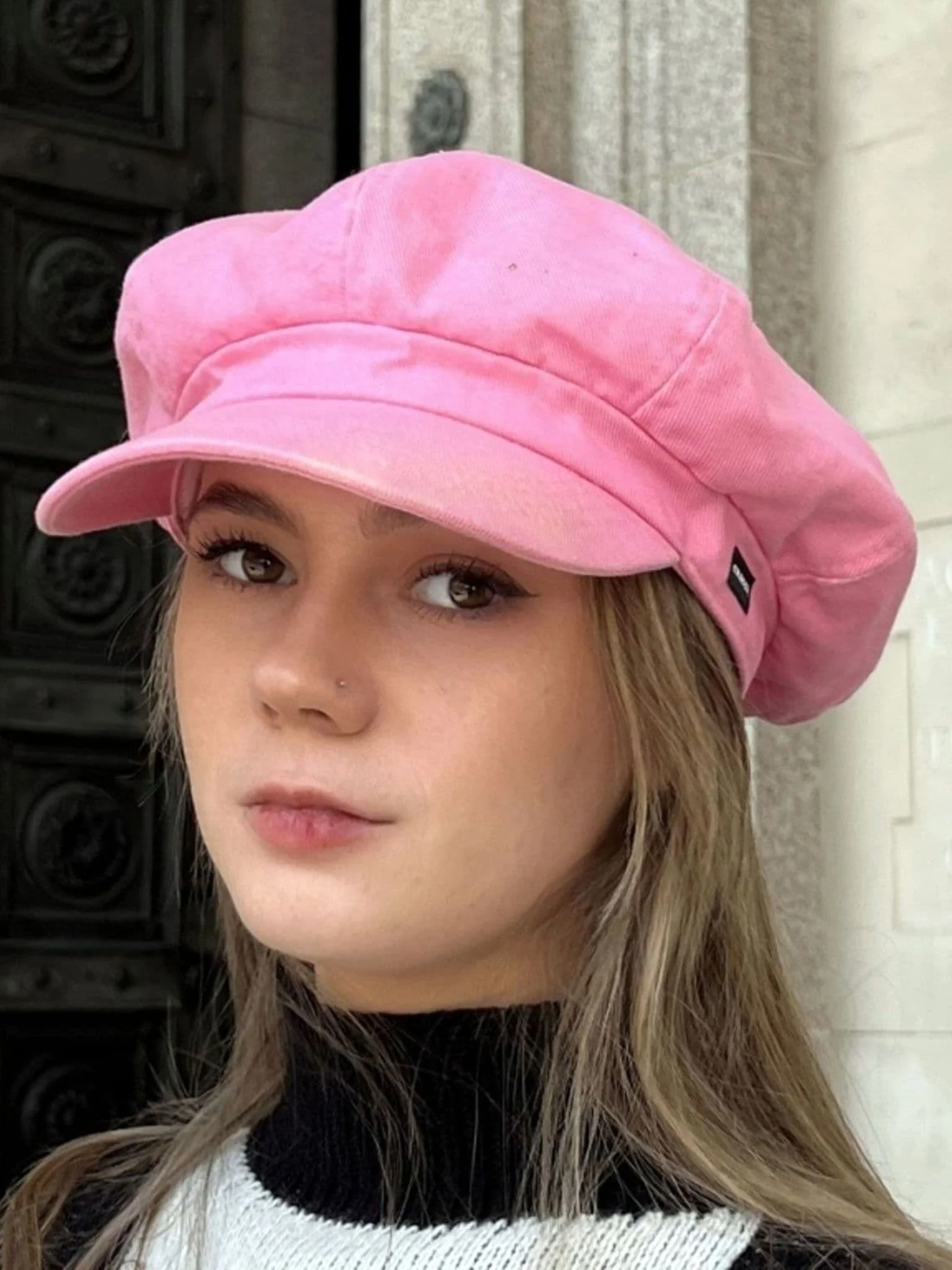 CRAGGI Hot Pink Denim Baker Boy Hat Ladies Newsboy Cap - Image 6