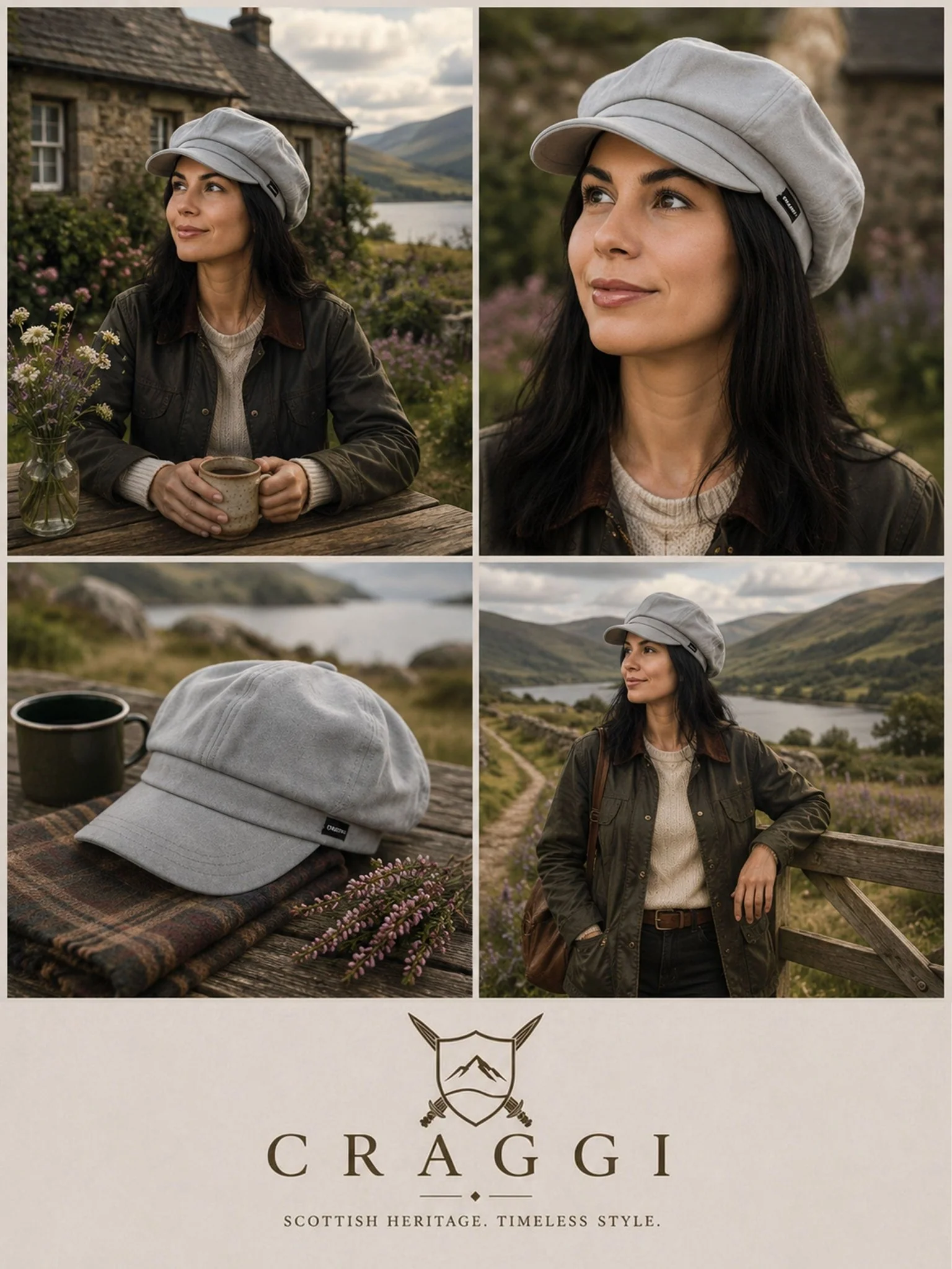 Craggi Grey Denim Ladies Bakerboy washed grey Hat, Womens Newsboy Cap - Image 5