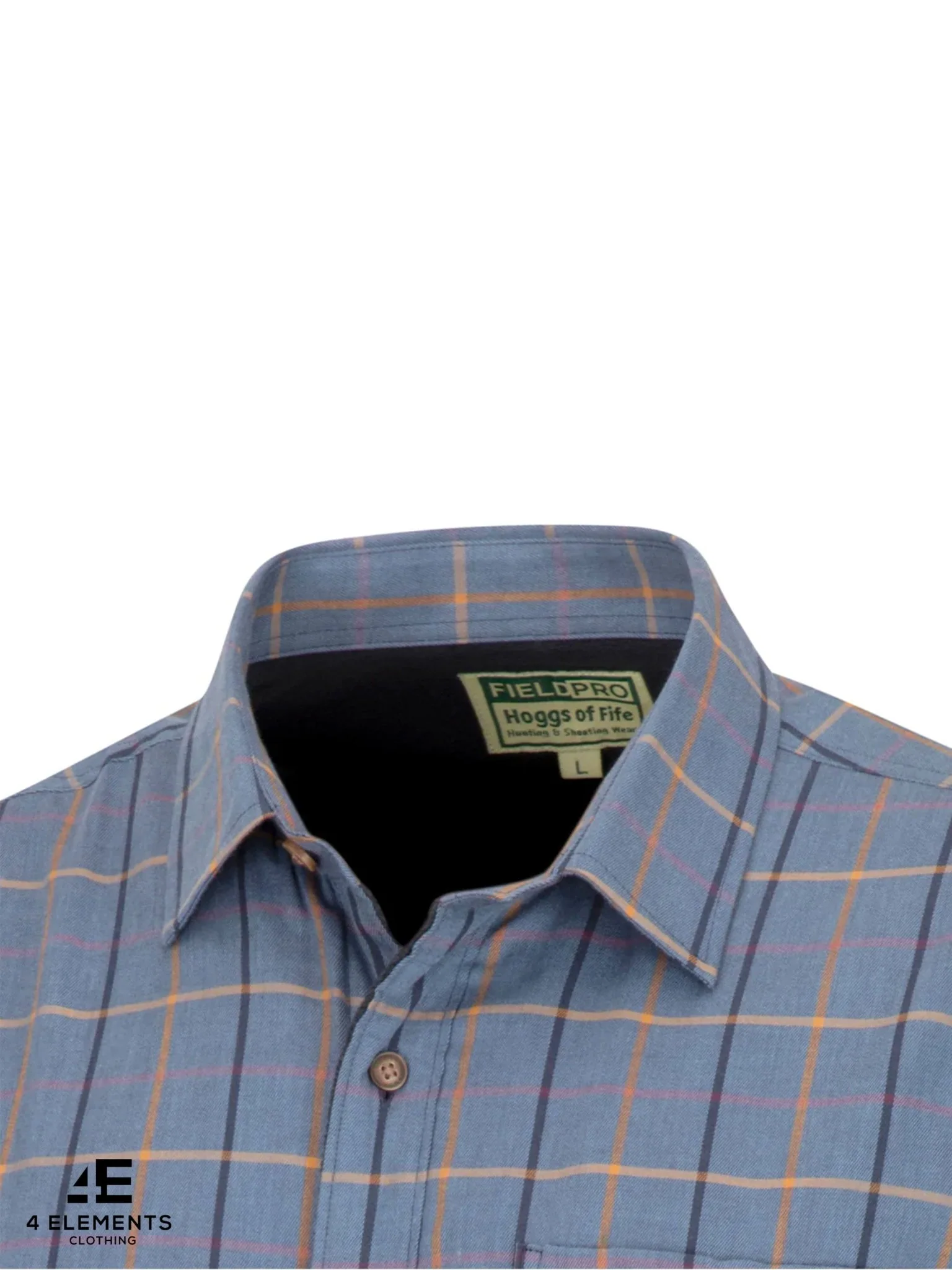 Hoggs of Fife - Mens Shirt Micro Fleece Lined Long sleeve shirt - Blackthorn Blue - Image 4