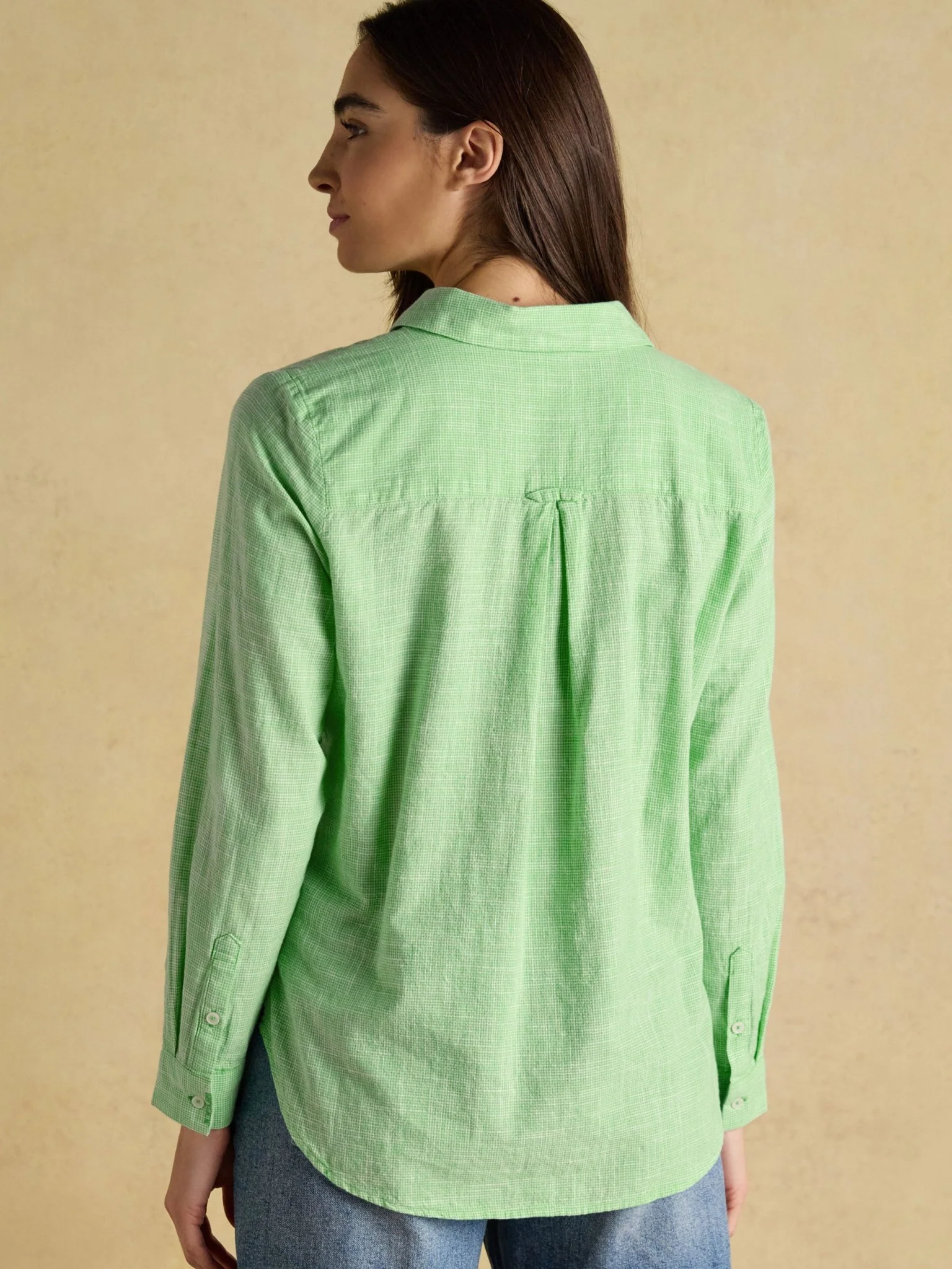 Joules Ida Ladies Cotton Shirt Long Sleeve Button-Down Smart Casual Blouse with Curved Hem - Image 4