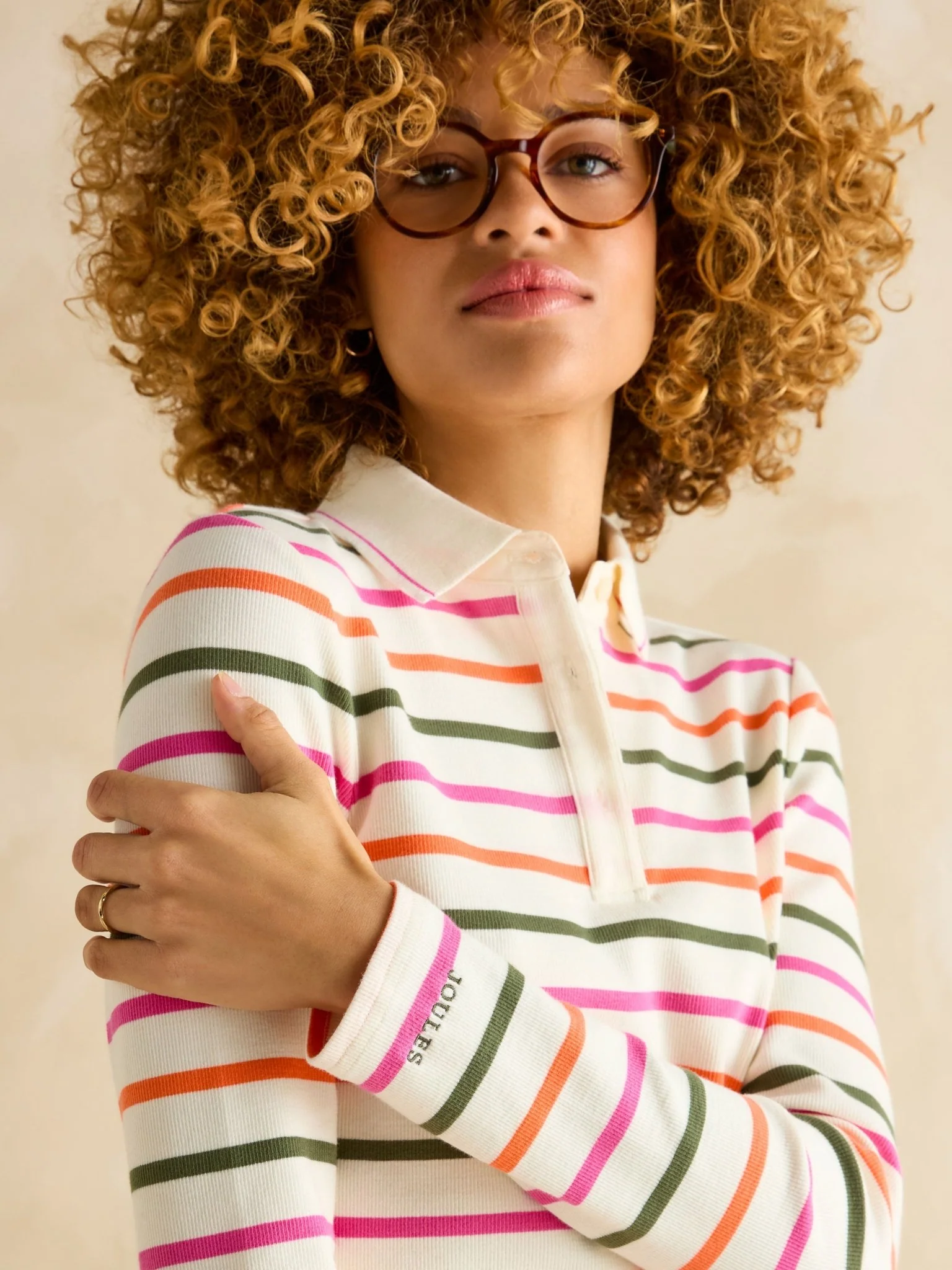 Joules - Joules Fairfield Long Sleeve Ribbed Polo Shirt / Ladies shirt - Image 5