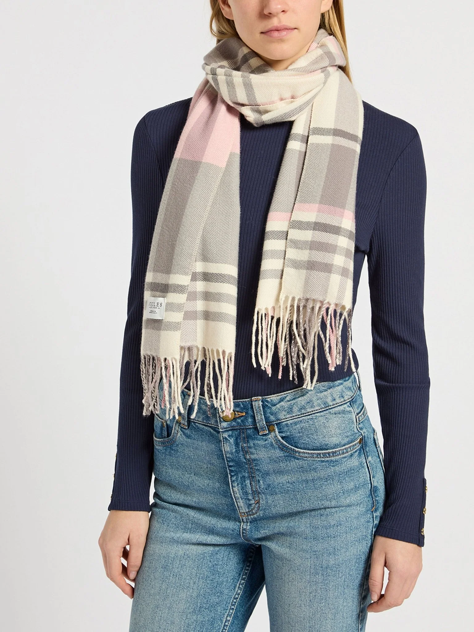 Joules Langtree Ladies Scarf Check / Tartan - Machine washable - Image 9