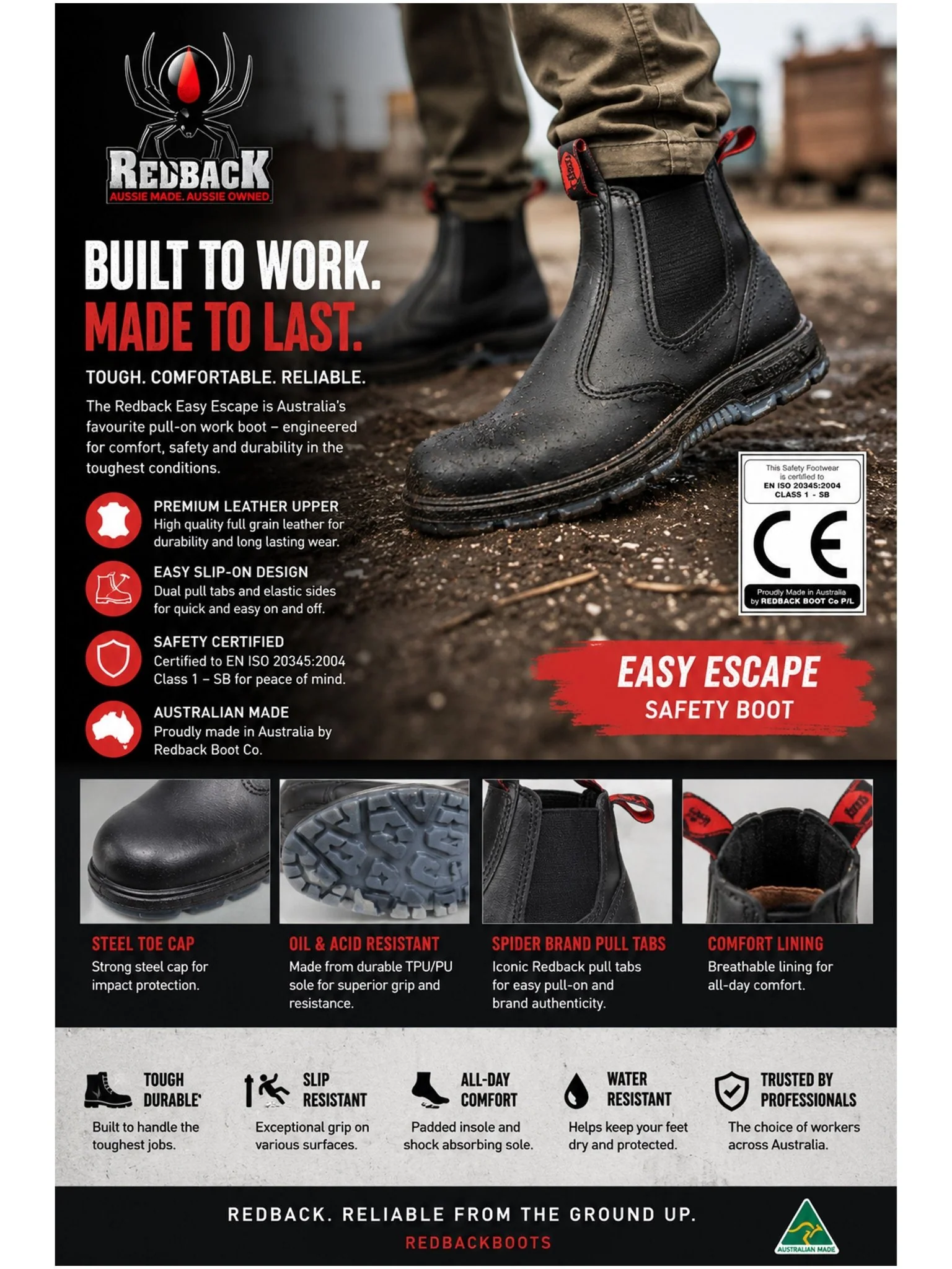 Redback Black Safety Boot (USBBK) - Class 1SB - Safety dealer boots - Image 4