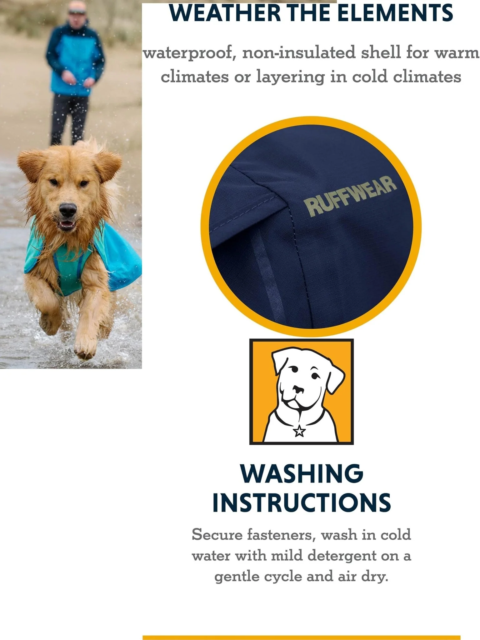 Ruffwear - Sun Shower™ Dog Raincoat - Waterproof Dog Coat, to help keep you dog dry in the wet. - Image 6