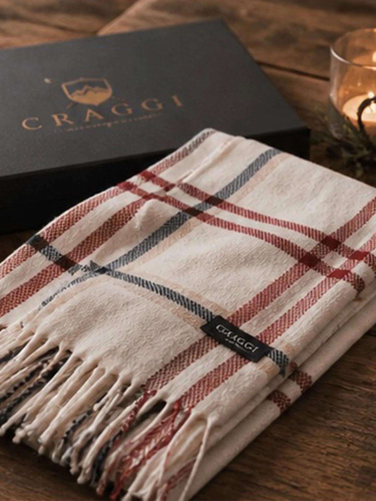 Craggi Ladies Pashmina Soft Scarf, Womens Check Blue Red White Pashmina Soft Shawl - Image 3