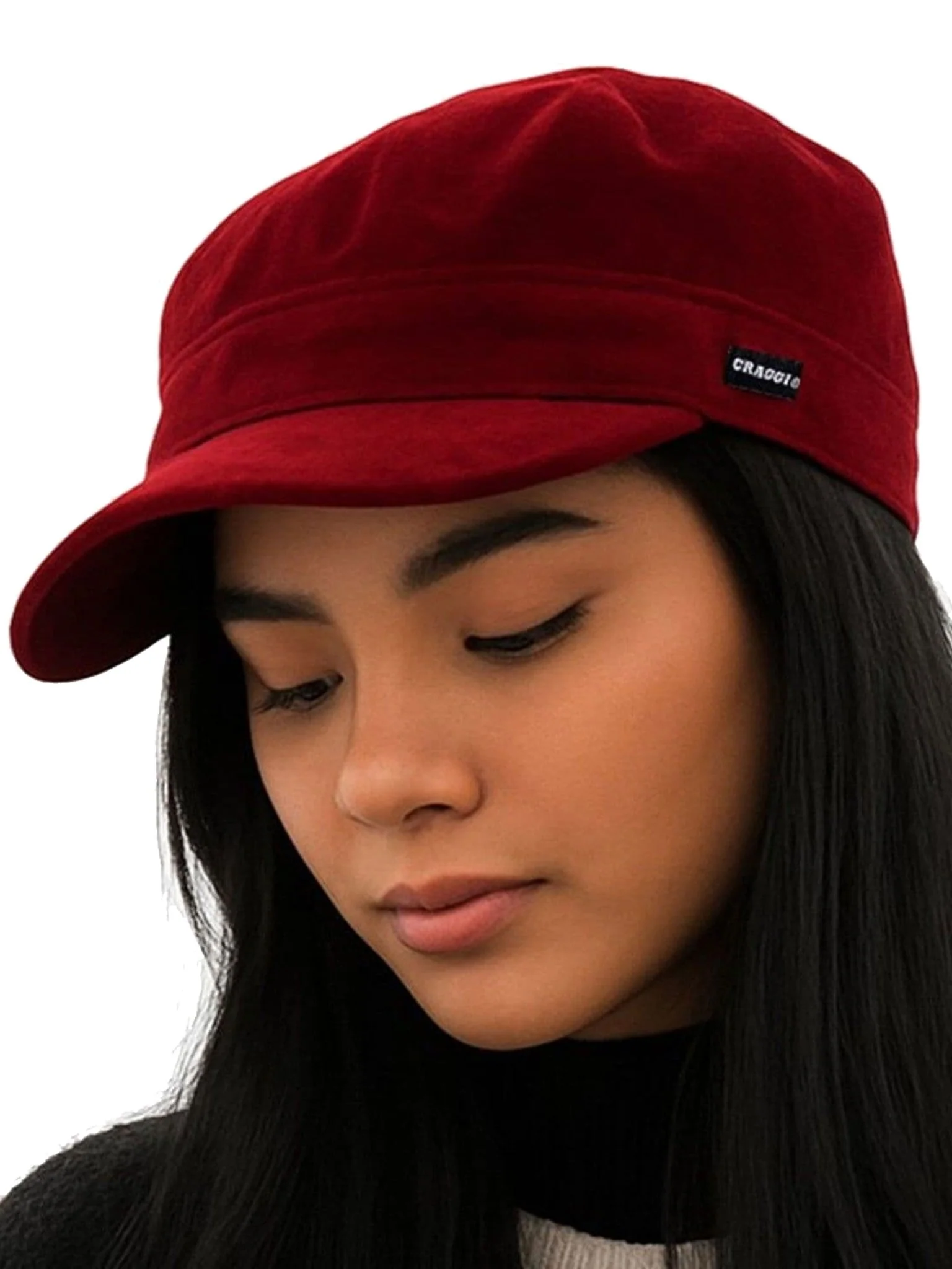 Craggi Ladies Red Velvet Newsboy Cap, Womens Cap one size - Image 5